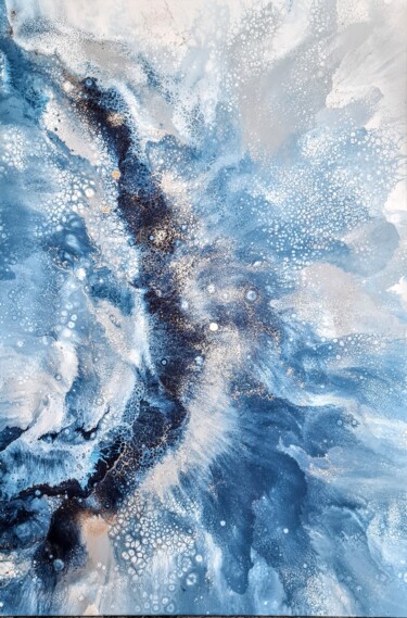 Pittura intitolato "Blue Sapphire" da Eleni Denart, Opera d'arte originale, Acrilico Montato su Telaio per barella in legno