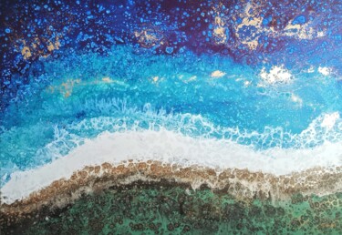 Painting titled "Paros" by Eleni Denart, Original Artwork, Acrylic Mounted on Wood Stretcher frame