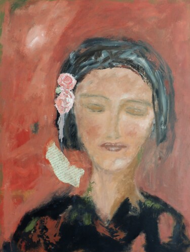 Painting titled "GYPSY ROSE 5." by Eleni Pappa Tsantilis, Original Artwork, Oil Mounted on Wood Stretcher frame