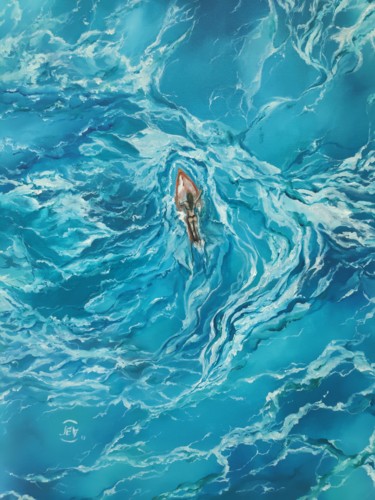 Painting titled "One Of Surf" by Elena Lav, Original Artwork, Oil Mounted on Wood Stretcher frame