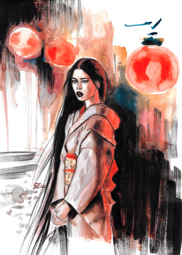 Peinture intitulée "Japanese girl" par Eleonora Garofolo, Œuvre d'art originale, Aquarelle