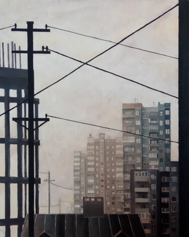 Malerei mit dem Titel "Спальный район в Ро…" von Eleonora Rom, Original-Kunstwerk, Acryl