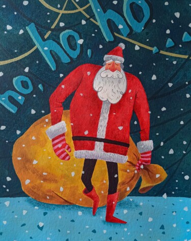 Pintura intitulada "Santa Claus" por Eleonora Rom, Obras de arte originais, Acrílico