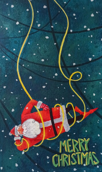 Pittura intitolato "Santa Claus 2" da Eleonora Rom, Opera d'arte originale, Acrilico