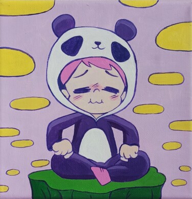 Картина под названием "little panda" - Eleonora Rom, Подлинное произведение искусства, Акрил Установлен на Деревянная рама д…
