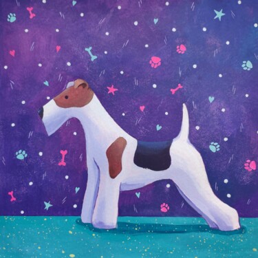 绘画 标题为“wire fox terrier” 由Eleonora Rom, 原创艺术品, 丙烯