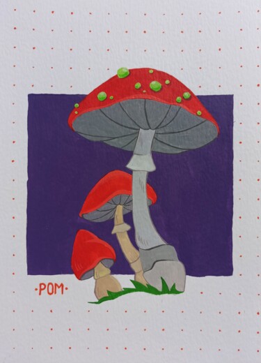 Ζωγραφική με τίτλο "Mushrooms No. 1" από Eleonora Rom, Αυθεντικά έργα τέχνης, Ακρυλικό
