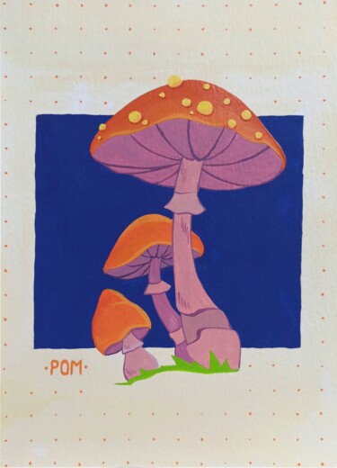Картина под названием "Mushrooms No. 2" - Eleonora Rom, Подлинное произведение искусства, Акрил