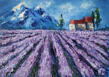 Painting titled "Lavender in Provenc…" by Eleonora Taranova, Original Artwork, Oil