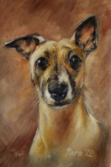Pittura intitolato "Whippet greyhound d…" da Eleonora Taranova, Opera d'arte originale, Olio