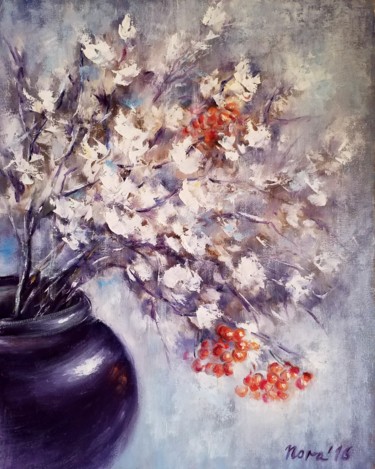 Painting titled "Winter Bouquet flor…" by Eleonora Taranova, Original Artwork, Oil