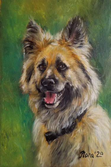 Painting titled "Shepherd dog portra…" by Eleonora Taranova, Original Artwork, Oil