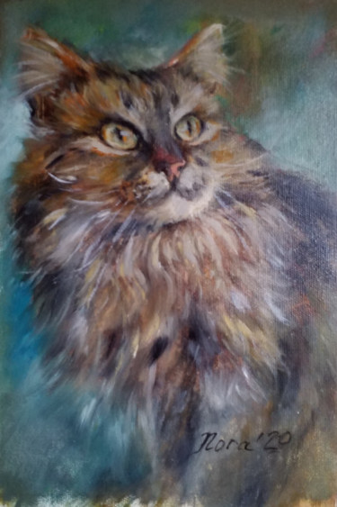 Peinture intitulée "Red cat portrait oi…" par Eleonora Taranova, Œuvre d'art originale, Huile