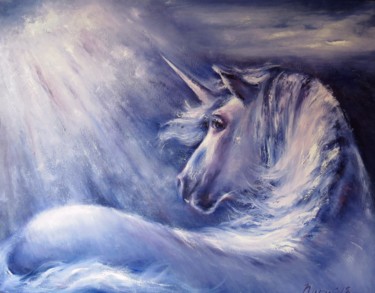 Malarstwo zatytułowany „Unicorn fantasy org…” autorstwa Eleonora Taranova, Oryginalna praca, Olej