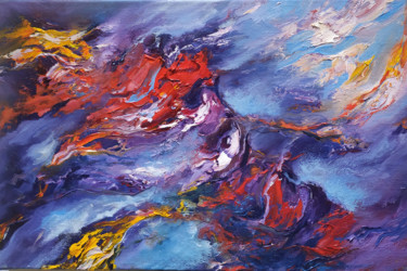 Painting titled "Abstract impasto re…" by Eleonora Taranova, Original Artwork, Oil Mounted on Wood Stretcher frame
