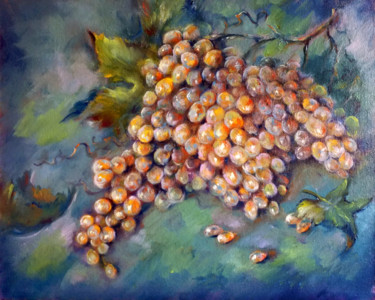 Painting titled "Bunch of Grapes ori…" by Eleonora Taranova, Original Artwork, Oil