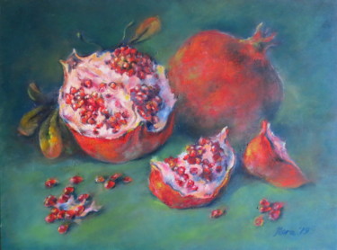 Painting titled "Still life with red…" by Eleonora Taranova, Original Artwork, Oil Mounted on Wood Stretcher frame