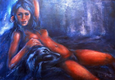 Painting titled "Violet Velvet Night…" by Eleonora Taranova, Original Artwork, Oil