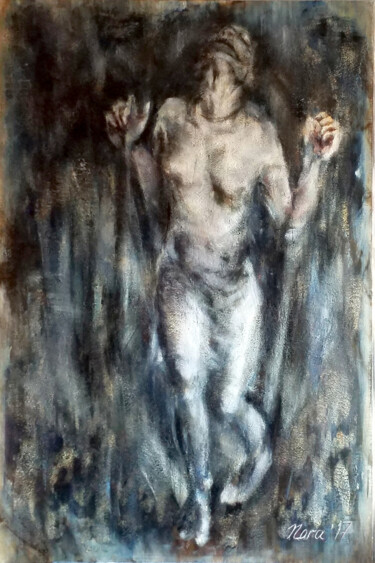 Painting titled "eMotions. Pain orig…" by Eleonora Taranova, Original Artwork, Oil Mounted on Wood Stretcher frame