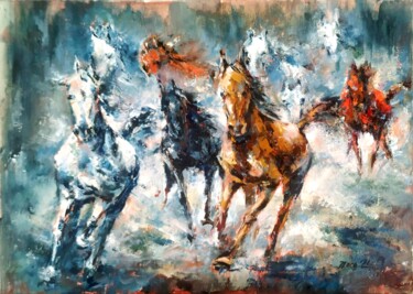 Картина под названием "Liberta horse oil p…" - Eleonora Taranova, Подлинное произведение искусства, Масло Установлен на Дере…