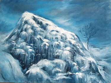 Painting titled "Nordic Path. Ice La…" by Eleonora Taranova, Original Artwork, Oil Mounted on Wood Stretcher frame