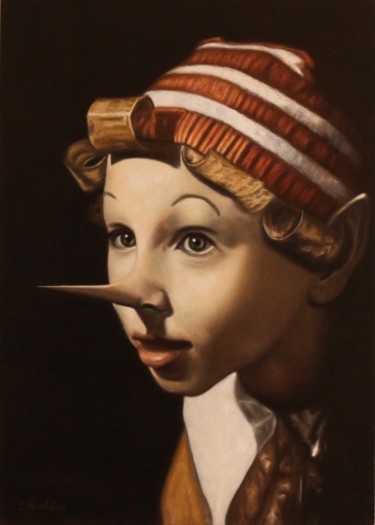Peinture intitulée "Pinocchio.jpg" par Eleonora Gushchina, Œuvre d'art originale, Huile