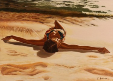 Peinture intitulée ""La donna e il mare…" par Eleonora Gushchina, Œuvre d'art originale, Huile