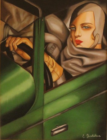 Malerei mit dem Titel "Autoritratto “Tamar…" von Eleonora Gushchina, Original-Kunstwerk, Öl