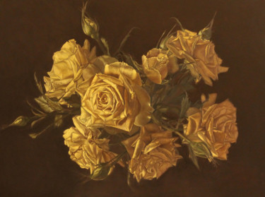 Pittura intitolato "“Rose gialle “.jpeg" da Eleonora Gushchina, Opera d'arte originale, Olio