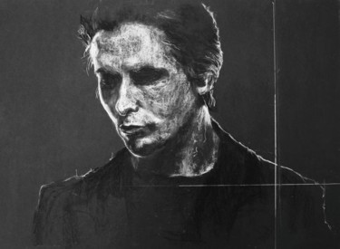 Drawing titled "Homme - portrait" by Eleonore Giraud, Original Artwork, Chalk Mounted on Cardboard