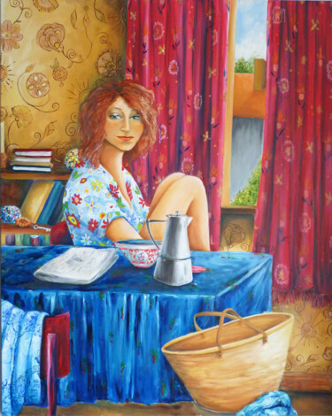 Painting titled "Un dimanche matin" by Eléonore Lepièce-Gabet, Original Artwork, Oil