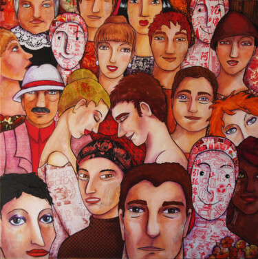 Painting titled "Foule "Amour"" by Eléonore Lepièce-Gabet, Original Artwork, Acrylic