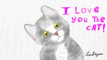Digital Arts titled "I love you the cat 1" by Lucie Estermann, Original Artwork, Digital Painting