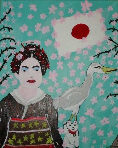 Ζωγραφική με τίτλο "Geisha" από Lucie Estermann, Αυθεντικά έργα τέχνης, Ακρυλικό