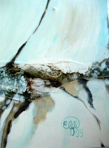 Painting titled "Ecorce et lichen" by Elfi, Original Artwork