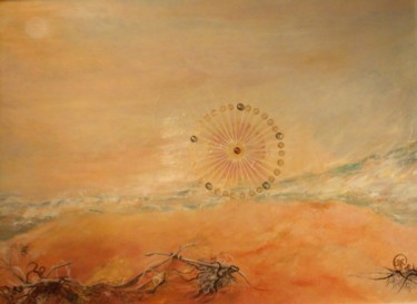 Painting titled "Mandala solaire" by Elfi, Original Artwork