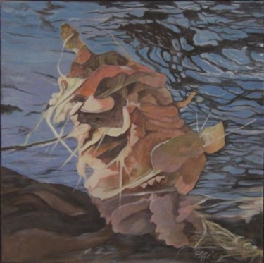 Painting titled "Nain en feuilles de…" by Elfi, Original Artwork