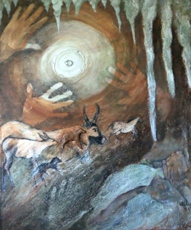 Peinture intitulée "Perle des caverne" par Elfi, Œuvre d'art originale, Huile