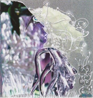 Коллажи под названием "Présences violettes" - Elfi, Подлинное произведение искусства