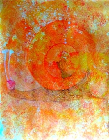 Peinture intitulée "L'escargot cosmique" par Elfi, Œuvre d'art originale, Huile