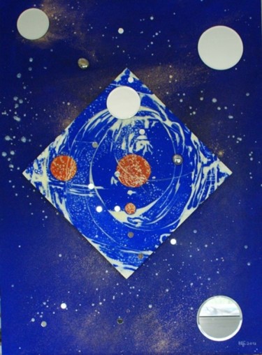 Peinture intitulée "Réflexion cosmique…" par Elfi, Œuvre d'art originale, Huile