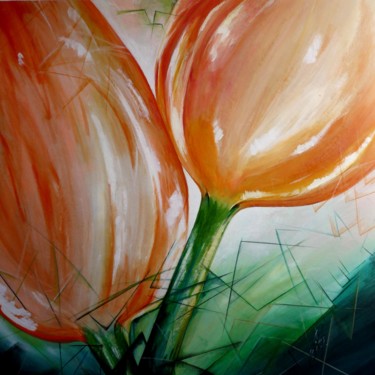 Peinture intitulée "Les tulipes" par Chafika Feghir, Œuvre d'art originale, Acrylique