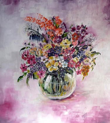 Peinture intitulée "Bouquet de printemps" par Chafika Feghir, Œuvre d'art originale, Acrylique