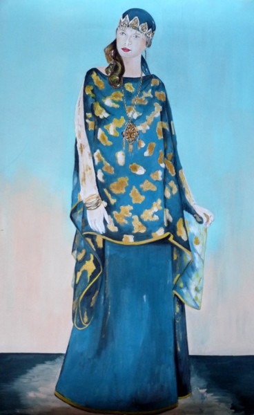 Peinture intitulée "Tenue chaoui" par Chafika Feghir, Œuvre d'art originale, Acrylique