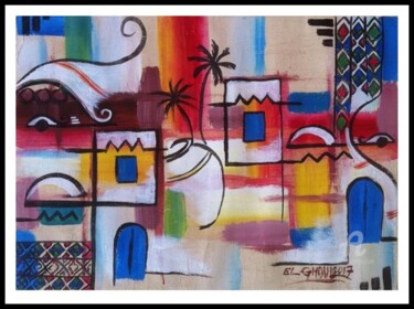 Malerei mit dem Titel "Fantasie djerbienne…" von Lotfi El Ghoul, Original-Kunstwerk, Acryl