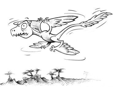 Drawing titled "Microraptor" by Javier Fortea, Original Artwork, Pencil
