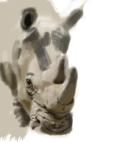 Digital Arts titled "Rhino" by Javier Fortea, Original Artwork, Digital Painting