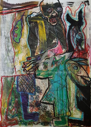 Malarstwo zatytułowany „Patience” autorstwa Elhadji Mamadou Faye (Joe'Art), Oryginalna praca, Akryl