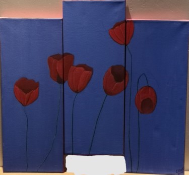Peinture intitulée "Triptyque tulipes" par Ellie Crétois, Œuvre d'art originale, Acrylique