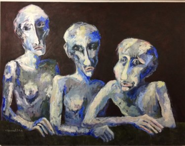 Malerei mit dem Titel "Les Autres" von Elisabeth Marcadet, Original-Kunstwerk, Öl